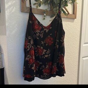Floral Black and Red Women's Top